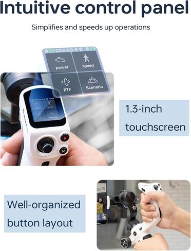 Feiyu SCORP Mini-2 Combo All-in-1 مثبت Gimbal للكاميرات والهواتف الذكية، شاشة لمس OLED مقاس 1.3 بوصة، تتبع الذكاء الاصطناعي المتكامل، حمولة 2.65 رطل. حامل ثلاثي المحاور متوافق مع GoPro وSony وiPhone in Kuwait