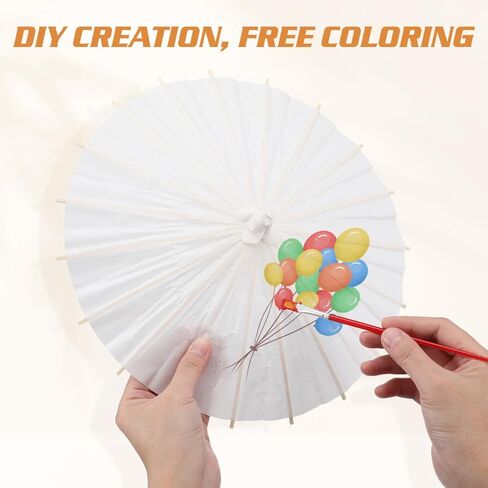 MERRYHAPY 2-Pack Blank Paper Umbrellas with Wooden Handles 11.81In DIY Parasol for Wedding Photography Home Party Decoration in Kuwait