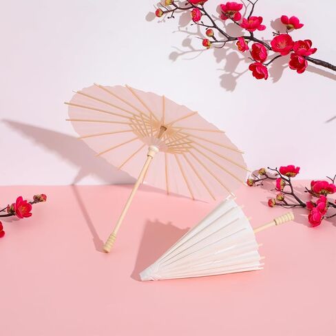 MERRYHAPY 2-Pack Blank Paper Umbrellas with Wooden Handles 11.81In DIY Parasol for Wedding Photography Home Party Decoration in Kuwait
