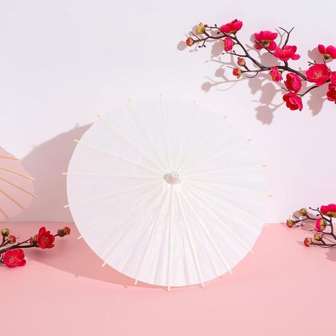 MERRYHAPY 2-Pack Blank Paper Umbrellas with Wooden Handles 11.81In DIY Parasol for Wedding Photography Home Party Decoration in Kuwait