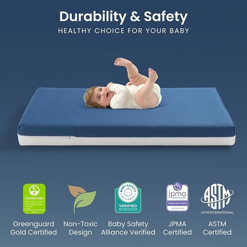 مرتبة Serta CloudCool لسرير الأطفال والأطفال الصغار، قابلة للتنفس، غطاء قابل للغسل في الغسالة، مقاوم للماء، لا يسبب الحساسية، مرتبة أطفال معتمدة من Greenguard Gold in Kuwait