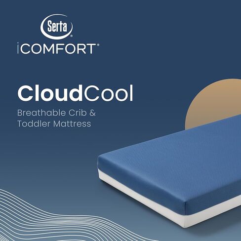 مرتبة Serta CloudCool لسرير الأطفال والأطفال الصغار، قابلة للتنفس، غطاء قابل للغسل في الغسالة، مقاوم للماء، لا يسبب الحساسية، مرتبة أطفال معتمدة من Greenguard Gold in Kuwait