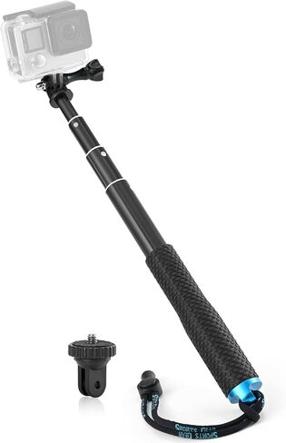 28" Extension Selfie Stick Compact Handle Grip Adjustable Pole Waterproof Monopod Accessories Compatible with GoPro Hero 13 12 11 10 9 8 7 6 Insta360 AKASO DJI Osmo Action Camera and More in Kuwait