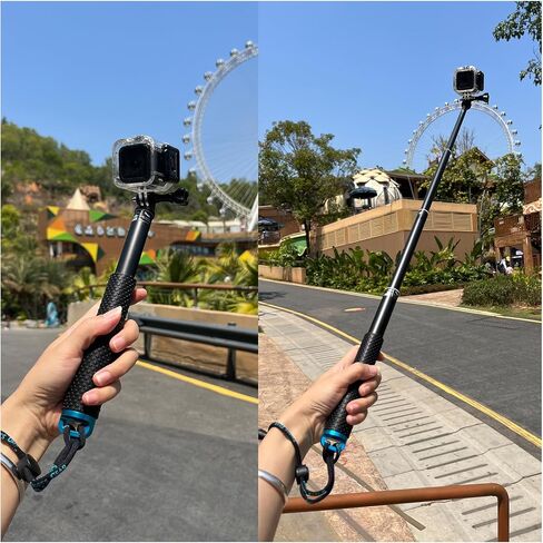 28" Extension Selfie Stick Compact Handle Grip Adjustable Pole Waterproof Monopod Accessories Compatible with GoPro Hero 13 12 11 10 9 8 7 6 Insta360 AKASO DJI Osmo Action Camera and More in Kuwait
