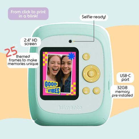 kiimento Ink-Free Instant Print Camera P2 Mint + Two 40-Prink Pack in Kuwait