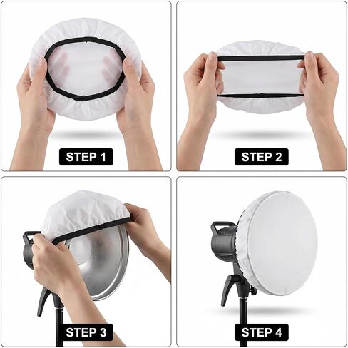 3-Pack 7" to 11" Soft White Diffuser Sock – Elastic Edge Light Cover for Standard Reflector, Studio Strobe, Sparkler Reflector (Adjustable 7-11 Inches) in Kuwait