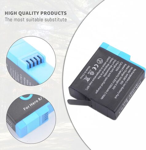 1500mAh 2-Pack Battery Compatible for Hero 8/7/6/5 Black Official, Compatible with Hero 2018, AHDBT-801,AHDBT-501, 601-27537-000, 601-10197-000 Rechargeable Digital Battery Accessories in Kuwait