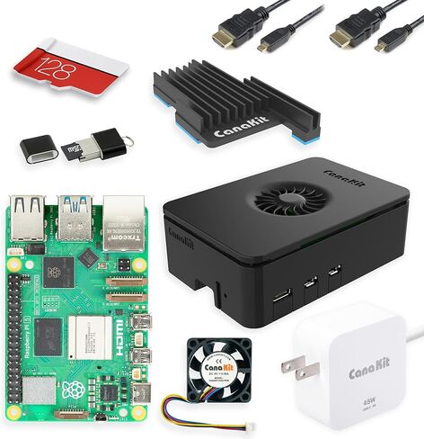 Canakit Raspberry Pi 5 16GB Starter Kit Pro - Turbine Black (128GB Edition) (ذاكرة وصول عشوائي 16 جيجا بايت) in Saudi Arabia