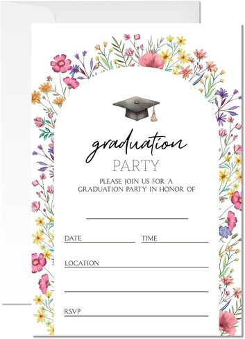 2025 Graduation Party Invitations - 20 Tropical Summer Watercolor Cards (Pineapple, Hawaiian Flowers) with Envelopes (4"x6") - Fun Beach-Themed Graduation Invites for Summer Celebrations. (005) in Saudi Arabia