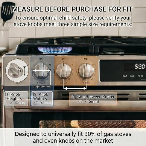 Stove Knob Safety Covers, V0-Grade Flame Retardant & Heat-Resistant, Universal Gas Knob Locks for Kitchen Stove & Oven, Oven Door Lock for Child Safety, Clear (5 Covers + 1 Lock) in Kuwait