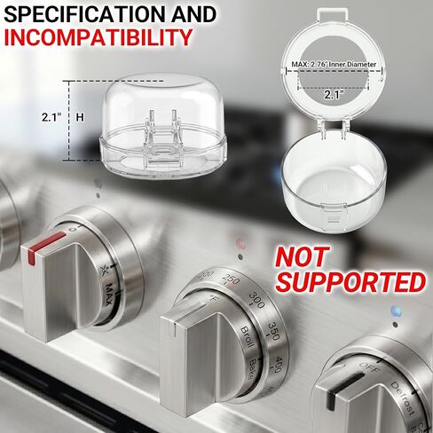 Stove Knob Safety Covers, V0-Grade Flame Retardant & Heat-Resistant, Universal Gas Knob Locks for Kitchen Stove & Oven, Oven Door Lock for Child Safety, Clear (5 Covers + 1 Lock) in Kuwait