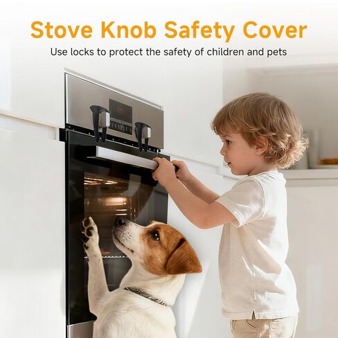 4-Pack Stove Knob Safety Covers Gas Stove Knob Locks & Oven Knob Covers for Child Safety, Heat-Resistant Stove Locks, Universal Fit for Gas/Electric Stoves, Child Safety Stove Knob Locks in Kuwait