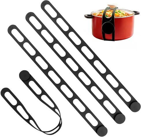 4-Pack Silicone Latch Straps with Button for Slow Cooker Lid, Pot, Bento Box,21" Reusable Elastic Self-Locking Ties for Organizing Cords,Yoga Mats, Curtains & Camping Gear, Spill-Proof Transport in Saudi Arabia