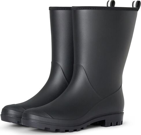 planone Wide Calf Rain Boots for Women, Waterproof Mid-Calf Garden Boots | Fashion Non-Slip Matte Rubber Boots, Outdoor Work Booties, Mud Boots, Farm Boots, Arch Support, Removable Comfort Insole in Saudi Arabia