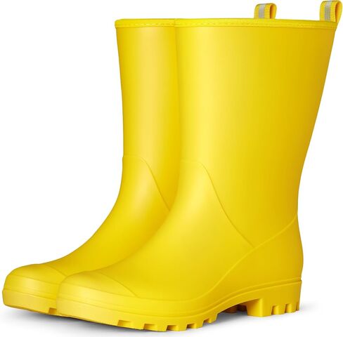 planone Wide Calf Rain Boots for Women, Waterproof Mid-Calf Garden Boots | Fashion Non-Slip Matte Rubber Boots, Outdoor Work Booties, Mud Boots, Farm Boots, Arch Support, Removable Comfort Insole in Saudi Arabia