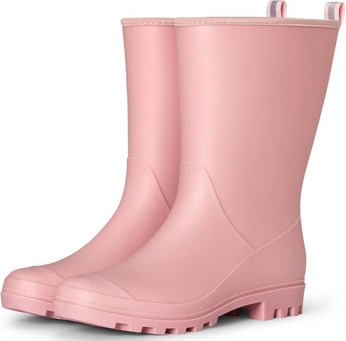 planone Wide Calf Rain Boots for Women, Waterproof Mid-Calf Garden Boots | Fashion Non-Slip Matte Rubber Boots, Outdoor Work Booties, Mud Boots, Farm Boots, Arch Support, Removable Comfort Insole in Saudi Arabia