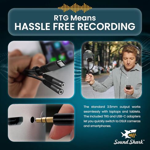 ميكروفون SOUND SHARK مكافئ الاتجاه (3.5 مم TRRS + حزمة USB-C) تسجيل خارجي احترافي طويل المدى، كاميرا DSLR، وميكروفون للهواتف الذكية للطيور والاستماع وبديل بندقية الصيد in Kuwait