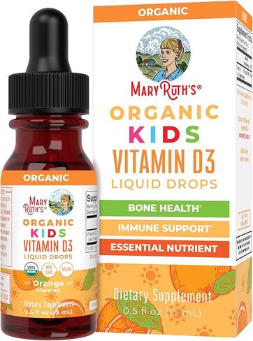 USDA Organic Vitamin D3 Liquid Drops for Kids by MaryRuth's | 640 IU Vitamin D3 Per Serving | Kids Immune Support & Bone Health Supplement | Formulated for Ages 4-13 | 0.5oz in Saudi Arabia