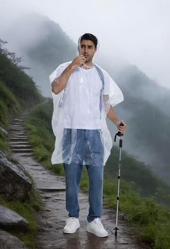 4Pcs Disposable Adults Clear Rain Ponchos,Transparent Waterproof Raincoats Rain Jackets in Saudi Arabia