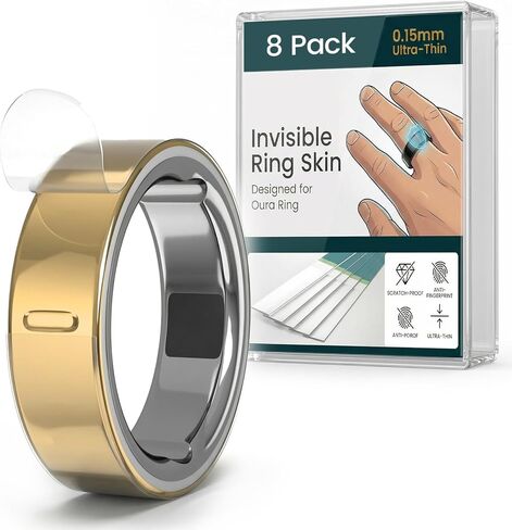 8 عبوات من أغطية الجلد الشفافة الرفيعة للغاية متوافقة مع Oura Ring Gen 4/Gen 4 سيراميك/ Oura Gen 3، ملحقات الحلقات الذكية الواقية الشفافة المضادة للخدش وغير مرئية in Kuwait