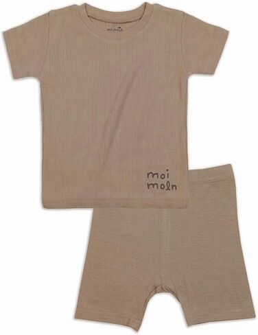 moimoln Soft Viscose Ribbed Solid Summer Pajamas Set Short Sleeve Snug Fit Pjs for Toddler Girls Boys in Saudi Arabia