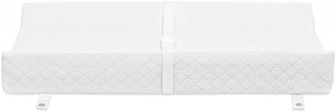 Pemberly Row 31" Polyurethane Foam Contour Changing Pad, PVC-Free Waterproof Vinyl Cover, White Finish, Baby Safety Strap, Extra Firm Padding, Nursery Changing Table Accessory in Kuwait