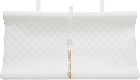 Pemberly Row Contoured Baby Changing Pad, Vinyl Cover, Water-Resistant, Non-Allergenic, White, 32 x 16 x 4 in, Security Strap, Raised Sides, Fits Most Standard Changing Tables in Kuwait