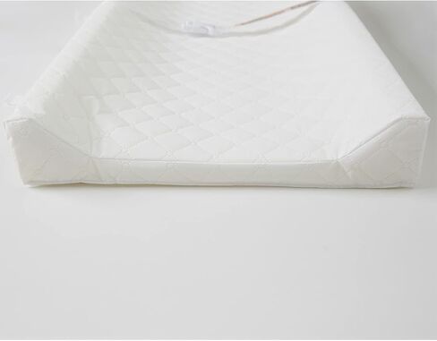 Pemberly Row Contoured Baby Changing Pad, Vinyl Cover, Water-Resistant, Non-Allergenic, White, 32 x 16 x 4 in, Security Strap, Raised Sides, Fits Most Standard Changing Tables in Kuwait