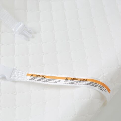 Pemberly Row Contoured Baby Changing Pad, Vinyl Cover, Water-Resistant, Non-Allergenic, White, 32 x 16 x 4 in, Security Strap, Raised Sides, Fits Most Standard Changing Tables in Kuwait