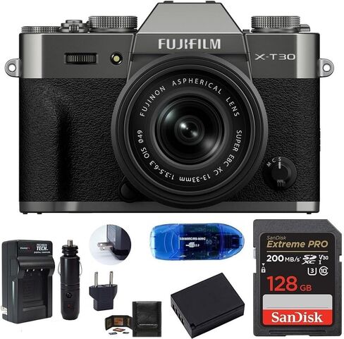 FUJIFILM X-T30 III Mirrorless Camera with XC 13-33mm Lens Bundle, Includes: SanDisk 128GB Extreme PRO Memory Card, Spare Battery and More (6 Items) (Black) in Kuwait