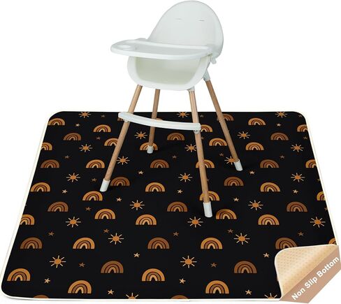 FIOBEE Splat Mat for Under High Chair, Non-Slip Waterproof Baby Floor Mat for Spills, Washable Arts & Crafts Play Mat, Durable 4-Layer Splash Pad for Hardwood Floors, 42"x42", Cream Animals in Saudi Arabia