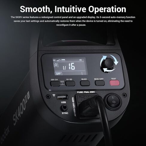 GODOX SK400III-V SK400IIIV Photo Studio Flash 400Ws 2.4G Wireless Bowens Mount Strobe Light GN65 5700±200K مصباح النمذجة 0.1-1.5s إعادة تدوير وقت التصوير الفوتوغرافي للمنتج / الزفاف / الصورة in Kuwait