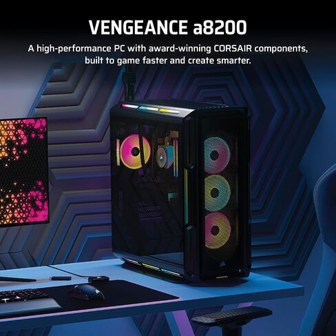 Corsair Vengeance i8200 Gaming PC – Liquid Cooled Intel® Core™ i9 14900KF CPU – NVIDIA GeForce RTX 5080 GPU – 64GB Dominator Titanium RGB DDR5 Memory – 2TB+2TB M.2 SSD – Black in Saudi Arabia