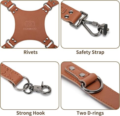 Dual Camera Harness for 2 Cameras Leather Camera Shoulder Strap for DSLR/SLR Camera Straps for Photographers in Kuwait