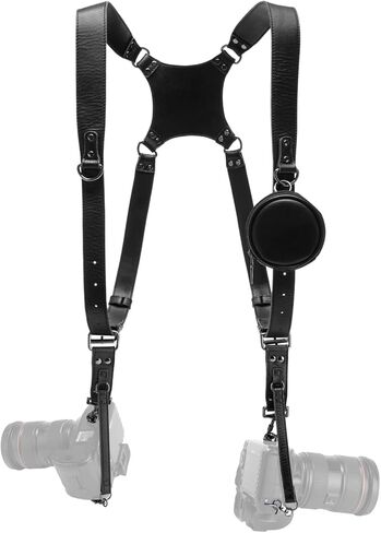 Dual Camera Harness for 2 Cameras Leather Camera Shoulder Strap for DSLR/SLR Camera Straps for Photographers in Kuwait