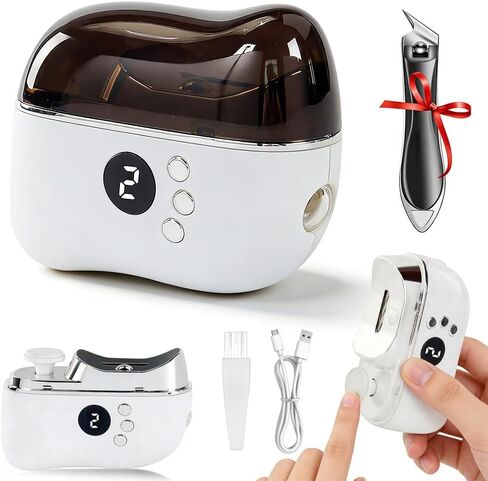 Electric Nail Clippers, 5 in 1 Electric Nail Trimmers for Seniors & Adults, Nail File Toenail Trimmer, 3-Speed Gears, Dust Storage & LED Light, Slanted Nail Clipper Included, Safe for Kids & Baby in Kuwait