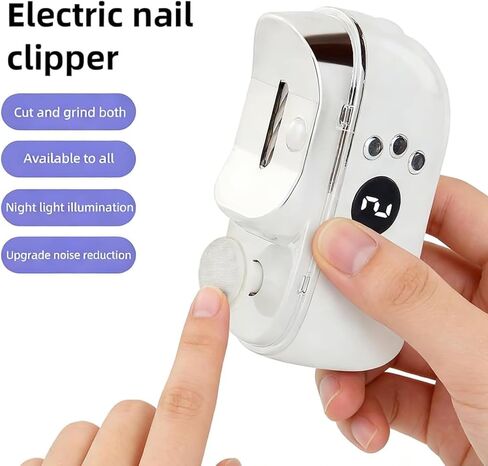 Electric Nail Clippers, 5 in 1 Electric Nail Trimmers for Seniors & Adults, Nail File Toenail Trimmer, 3-Speed Gears, Dust Storage & LED Light, Slanted Nail Clipper Included, Safe for Kids & Baby in Kuwait