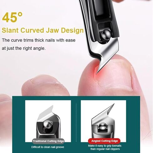Electric Nail Clippers, 5 in 1 Electric Nail Trimmers for Seniors & Adults, Nail File Toenail Trimmer, 3-Speed Gears, Dust Storage & LED Light, Slanted Nail Clipper Included, Safe for Kids & Baby in Kuwait
