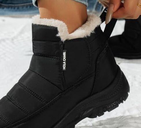 Womens Snow Boots Winter Boots for Women Fur Lined Warm Booties High Top Anti-Slip Cold-Resistant Waterproof Comfortable for Ladies Breathable Outdoor Walking Shoes in Saudi Arabia