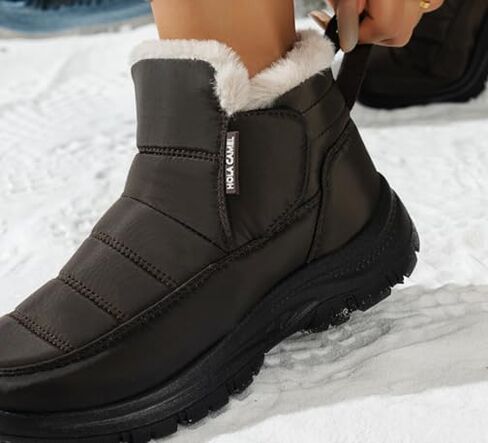 Womens Snow Boots Winter Boots for Women Fur Lined Warm Booties High Top Anti-Slip Cold-Resistant Waterproof Comfortable for Ladies Breathable Outdoor Walking Shoes in Saudi Arabia
