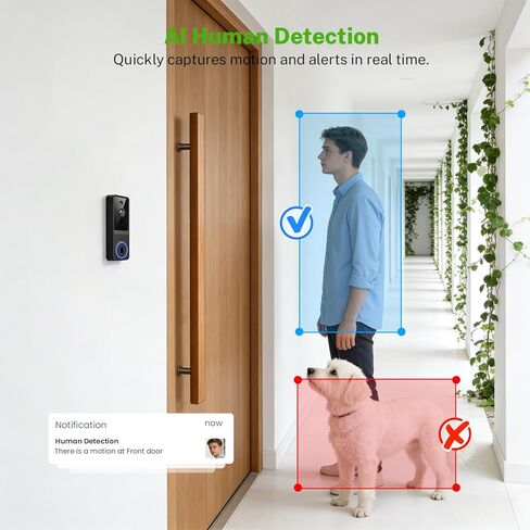 1080P Wireless Baby Monitor with AI Human Detection, Battery Powered, Two-Way Audio & Night Vision, 2.4G WiFi Smart Security Cam, Cloud Storage Ready in Kuwait