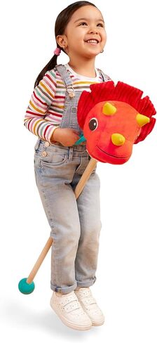 B. toys Dinosaur Hobby Horse - Plush Stick Horse Toy - Wooden Pole & Sensory Textures - Realistic Sounds - 2 Years + - Hop 'n' Ride - Tommy Triceratops in Kuwait