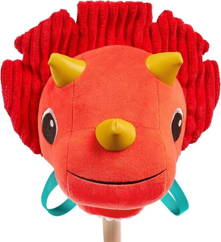 B. toys Dinosaur Hobby Horse - Plush Stick Horse Toy - Wooden Pole & Sensory Textures - Realistic Sounds - 2 Years + - Hop 'n' Ride - Tommy Triceratops in Kuwait