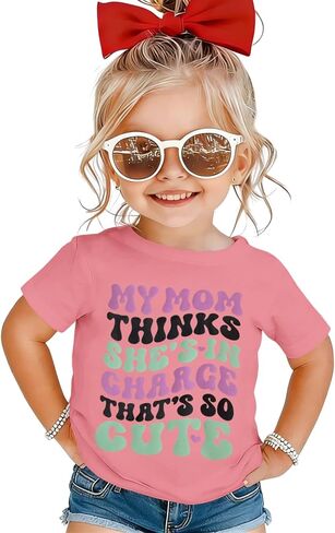 CM C&M WODRO Toddler Girl Mothers Day Shirt My Mom Thinks She's in Charge That's So Cute T-Shirt Kids Mother's Day Summer Top in Kuwait