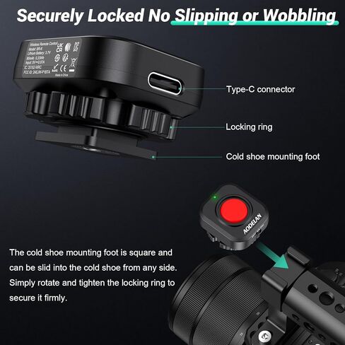Rechargeable Wireless Camera Record Button for Top Side Handle, Video Start/Stop Remote Control Trigger for Canon R6 II/ R100, for Nikon Z6 III/ Z30, for Sony ZV-E10/ A6700, for Fujifilm X‑T30 III etc in Kuwait