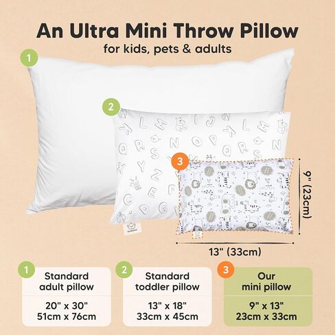 KeaBabies Mini Toddler Pillow with Pillowcase 9X13 and Buddy Toddler Pillow with Pillowcase 10x18 - Kids Small Traveling Essentials - Soft and Breathable Kids Cushion for Sleeping in Kuwait