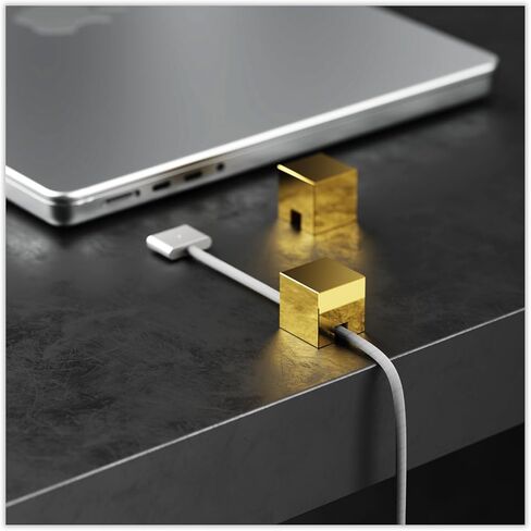 (2 PCS - Silver) Metal Cable Management, Cord Organizer or Holder, Wire Keeper for Lightning, USB-C Charger Cables - N2U Stainless Steel Cube Cord Strap for Nightstand, Desk, Office, Home in Saudi Arabia