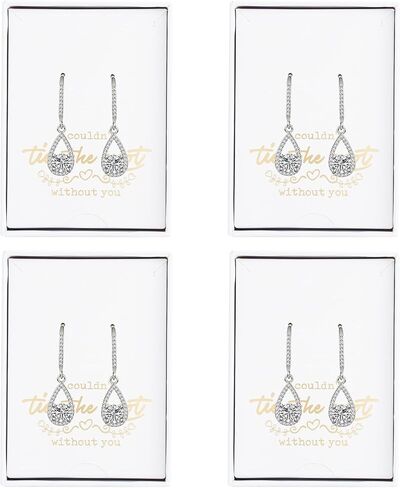 Bridesmaids Gift I Couldn't Say I Do Without You Teardrop Wedding Earrings Cubic Zirconia Dangle Drop Earring Bridesmaid Proposal Gifts Sets of 4 6 in Saudi Arabia