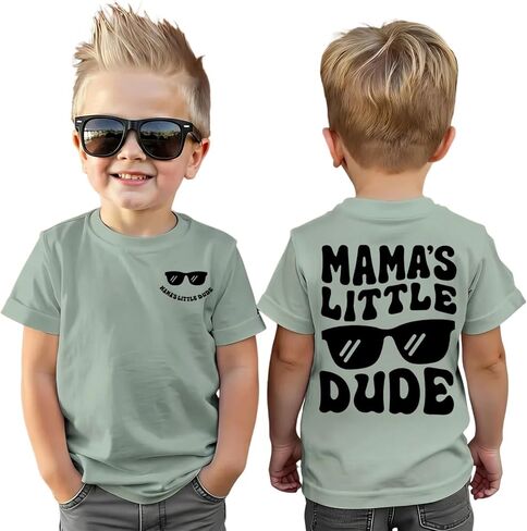 Ritatte Mamas Little Dude Shirt Toddler Boy Mother's Day T-Shirt Funny Sunglasses Graphic Tee Kids Casual Short Sleeve Tops in Kuwait