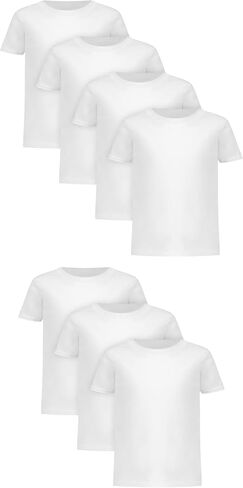 مجموعة قمصان Hanes Baby White، 7 قطع، قمصان قطنية للأولاد الصغار، ملابس أطفال ناعمة ومسامية، تي شيرتات برقبة مستديرة in Kuwait